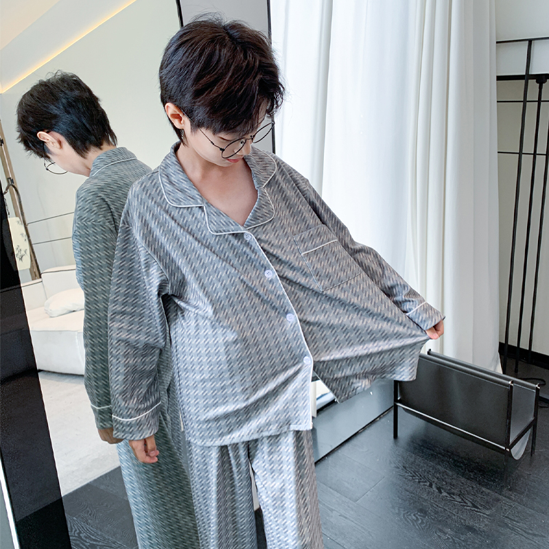 男童德绒睡衣冬季儿童休闲加绒家居服套装中大童男孩保暖童装衣服