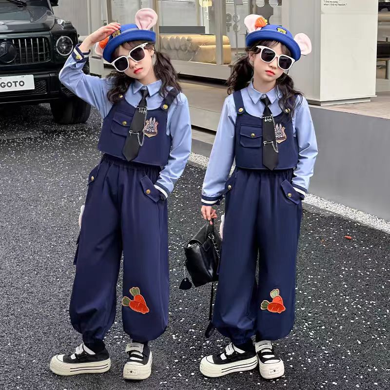 男女童套装疯狂动物城元旦演出服女童朱迪兔子警官儿童cos表演服