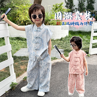 男女童汉服唐装夏季新款儿童国风新中式套装中小童小男孩演出服装