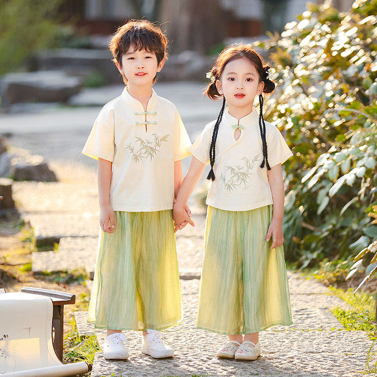 六一儿童表演服夏季小学生班服新中式套装幼儿园园服中国风演出服