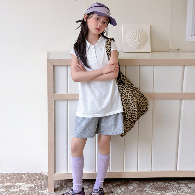 女童Polo衫套装夏季韩版女孩短袖短裤两件套中大童运动休闲夏装潮