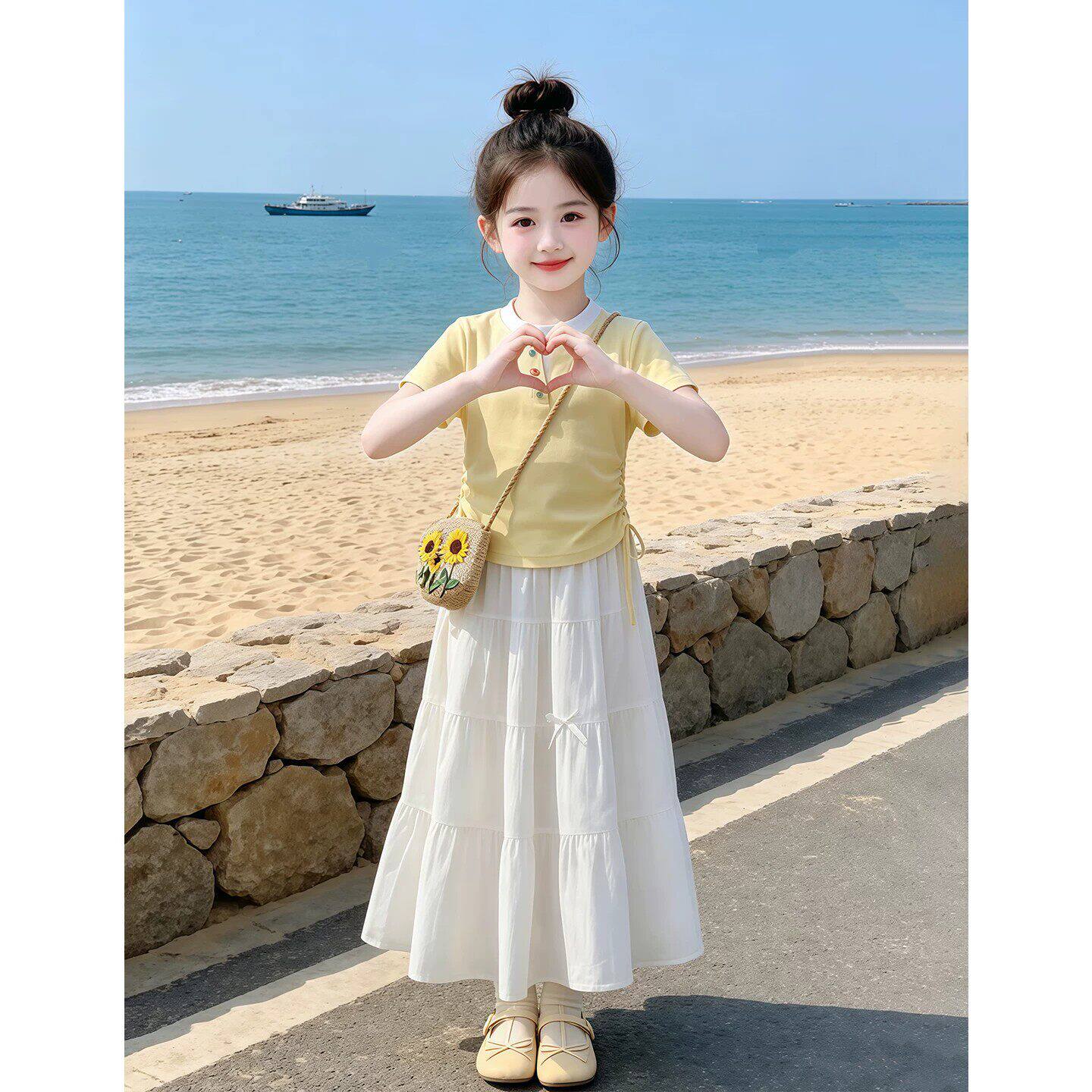女童夏季韩版短袖T恤裙两件套