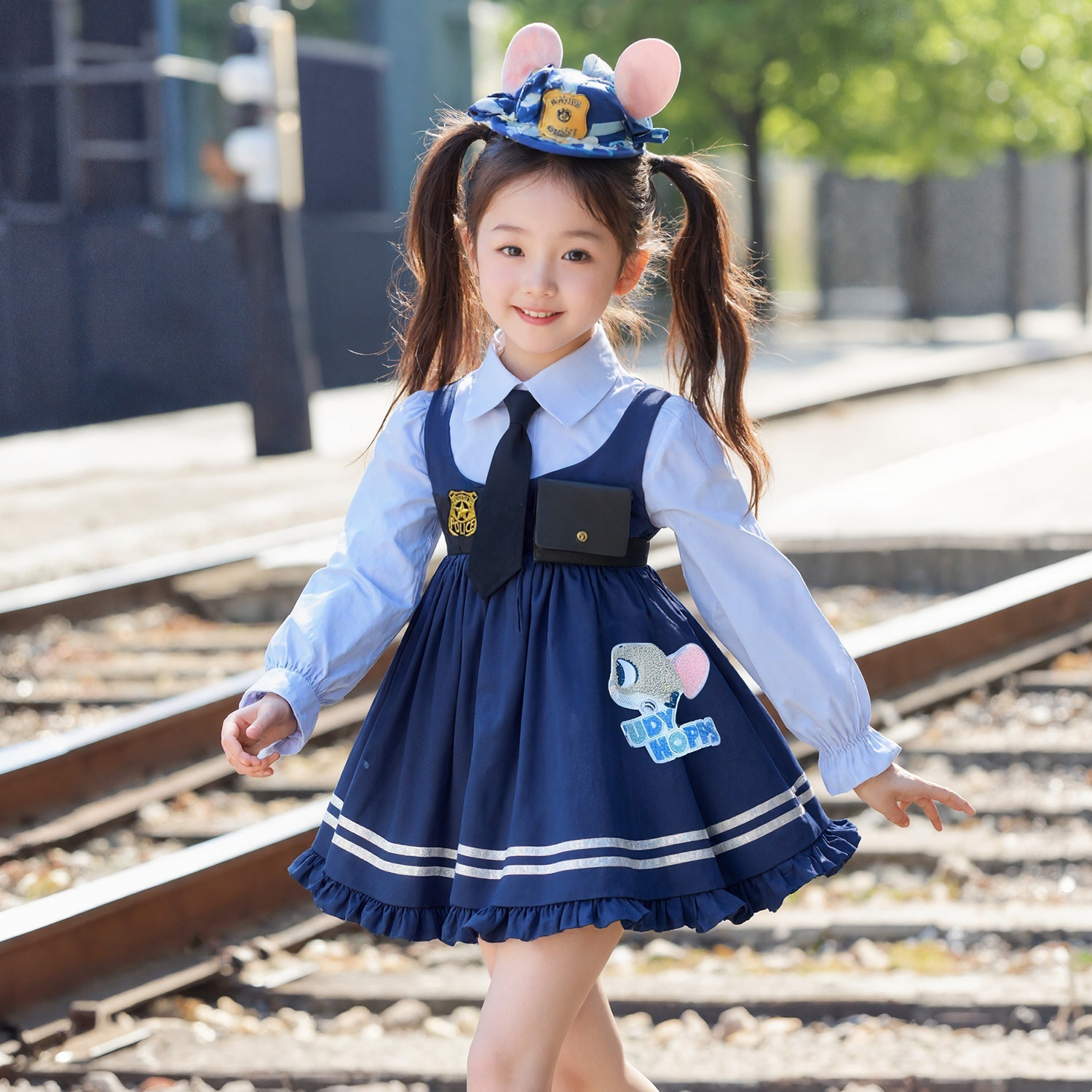 男童套装疯狂动物城尼克狐狸演出服女童朱迪兔子警官儿童cos服装