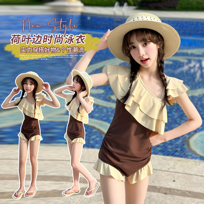 女童泳衣夏季2026新款儿童游泳衣夏季高颜值大童连体泳装绝美速干