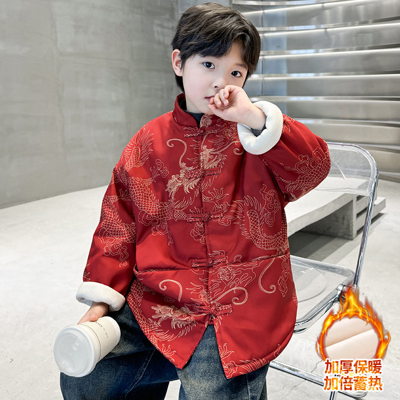 加绒加厚冬季男童唐装汉服演出服