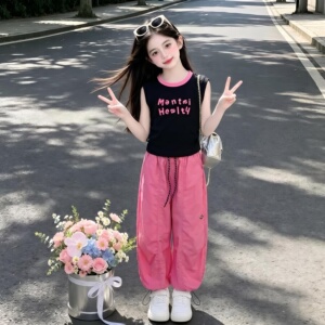 女童背心套装夏季韩版女孩无袖上衣裤子两件套中大儿韩版洋气童装