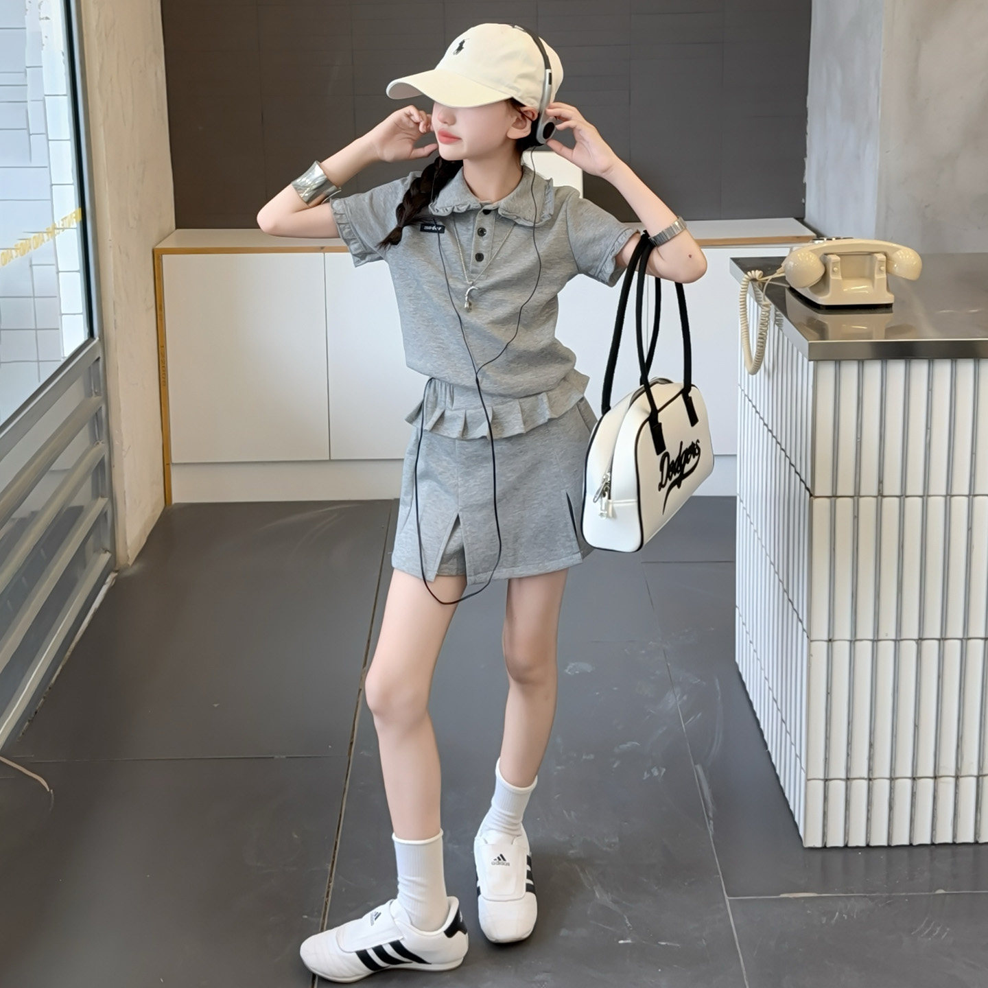 女孩短袖短裙套装夏季新款儿童花边可爱裙子两件套女大童夏装潮t