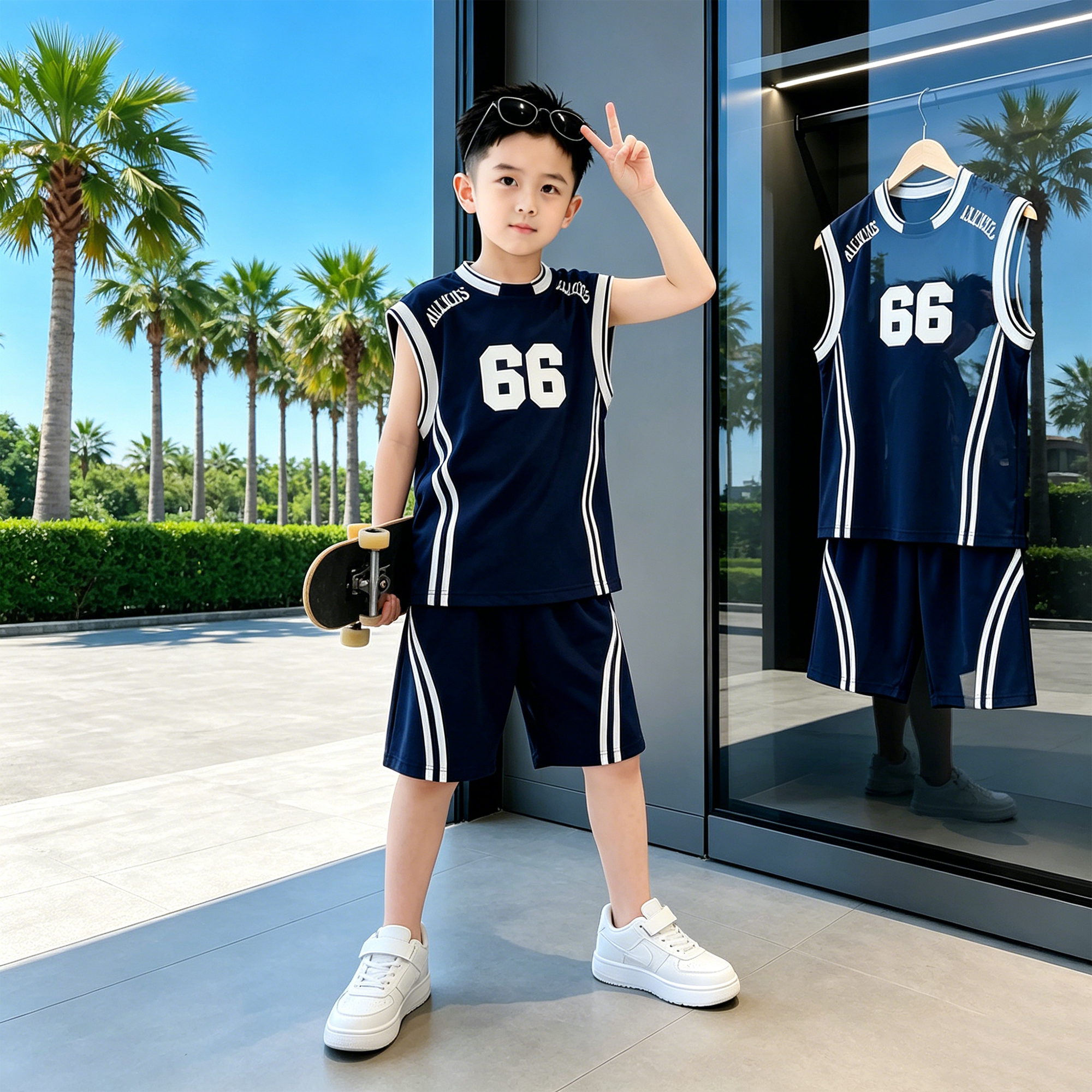 男童夏装无袖套装2026年新款中大童运动速干夏款球服儿童夏季凉爽