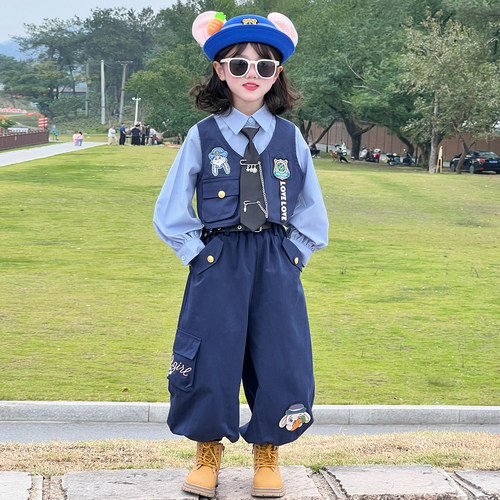 男女童套装疯狂动物城尼克狐狸演出服春秋朱迪警官儿童cos服装