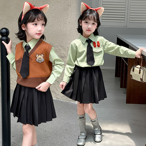 女童套装疯狂动物城尼克狐狸衣服