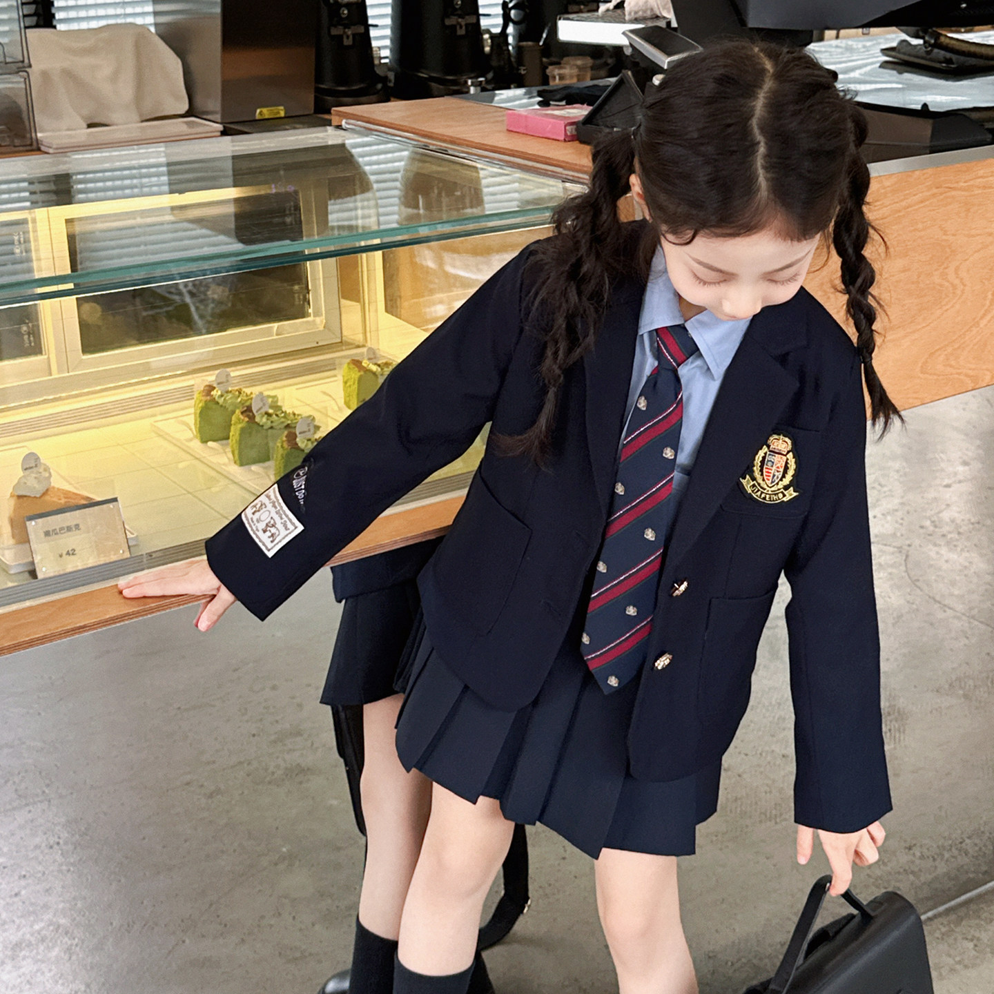 女童园服校服学院风演出服春秋儿童西装外套jk衬衫裙子三件套班服