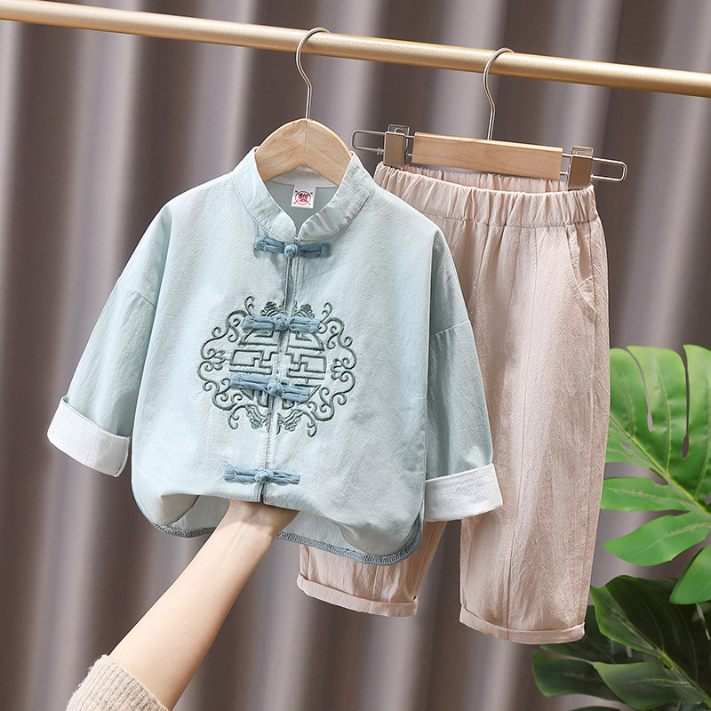 女童国风演出套装春秋新中式表演服两件套唐装汉服中秋节纳福衣服