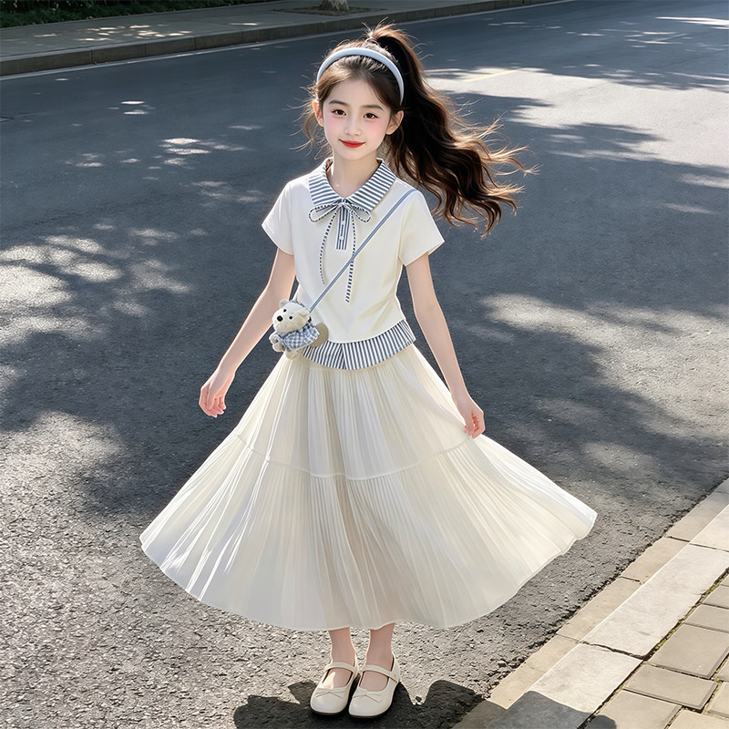 女童T恤套装裙2026夏季新款韩版女孩短袖裙子两件套中大童童装潮t