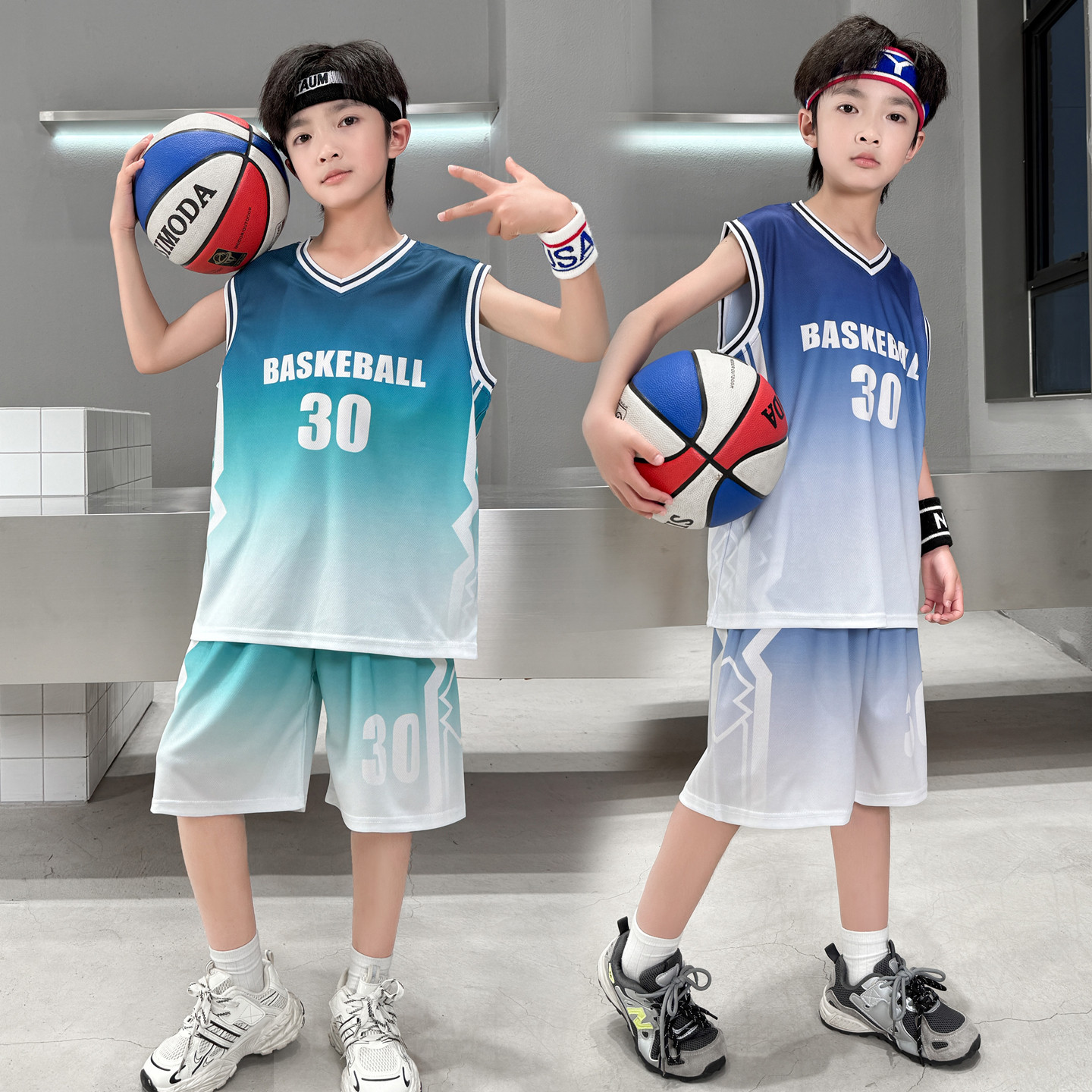 男童夏装无袖套装2026年新款中大童运动速干夏款球服儿童夏季30号