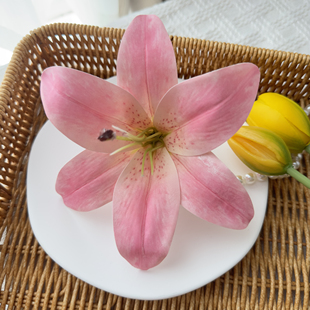 大朵仿真百合花发夹汉服古风头饰唐风花朵发饰古装发簪绢花写真