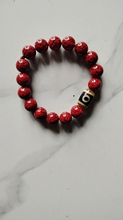 两眼天珠朱砂手串晶体朱砂佩珠台湾天珠手串民族风藏汉（065）