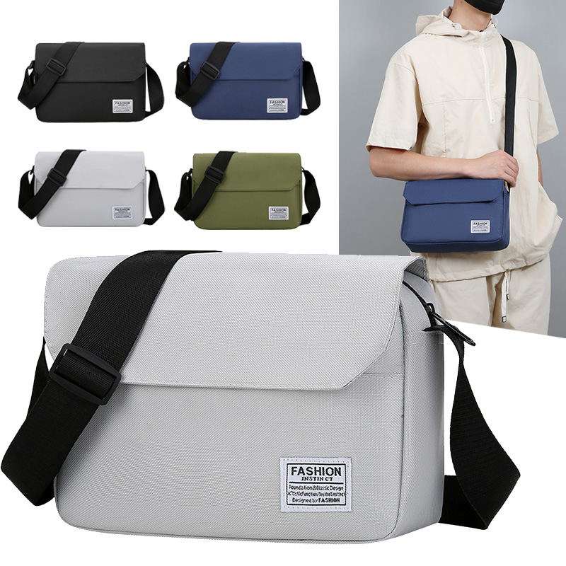 新款大容量男包单肩包男斜挎包帆布牛津布横款运动背包男士包包