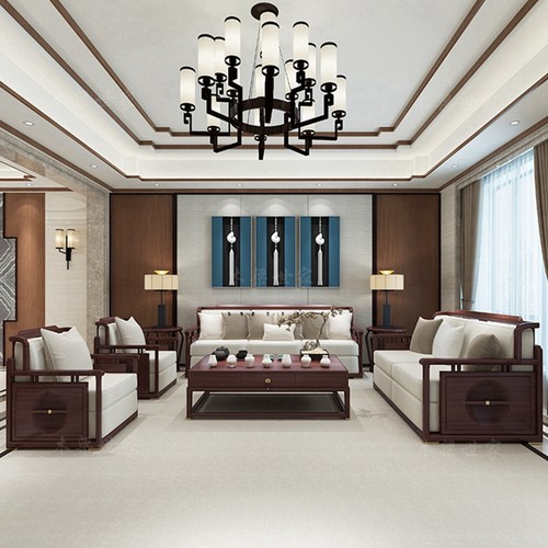 布艺禅意组合样板房中式家具现货