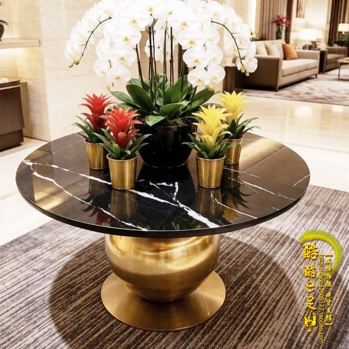 酒店风水台大堂花桌会所售楼处摆台艺术台入户端景台走廊玄关花台