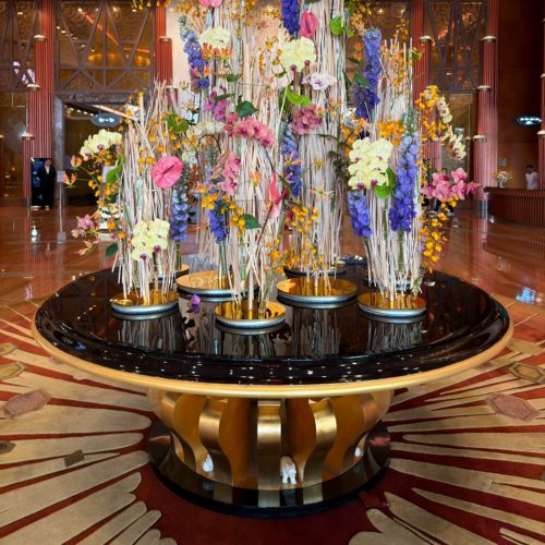 软装装饰公司展厅圆桌销售部大厅摆台酒店风水台会所花桌大堂花台