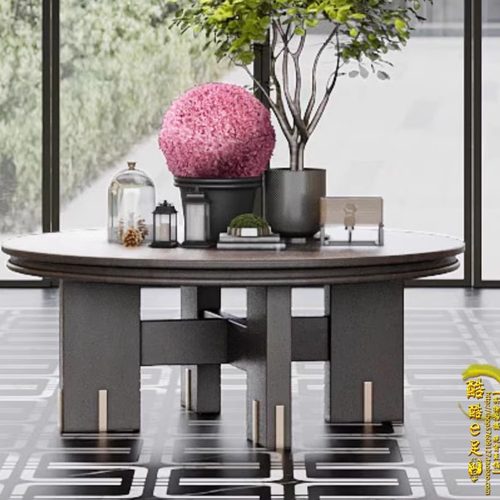 酒店风水台办公大堂花台欧式圆桌入户大厅展示台会所接待端景台