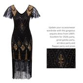 Sequin Dress Beads Gatsby Fringe Flapper 了不起 盖茨比裙子