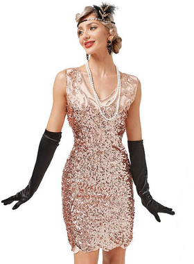 1920s Great Gatsby Party Cocktail Sequin Dress 盖兹比复古裙