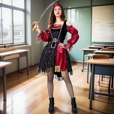 2025万圣节装扮女维京海盗连衣裙