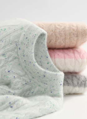 高端童装粒子纱儿童羊绒衫纯山羊绒男女童绿色打底衫中领中大童冬