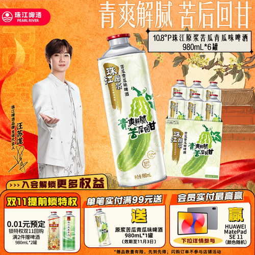 珠江原浆苦瓜青瓜味啤酒清爽解腻