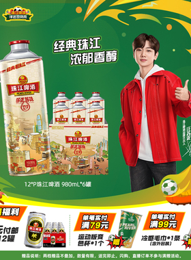 珠江啤酒12度经典老珠江980mL*6罐整箱大容量批发官方旗舰店