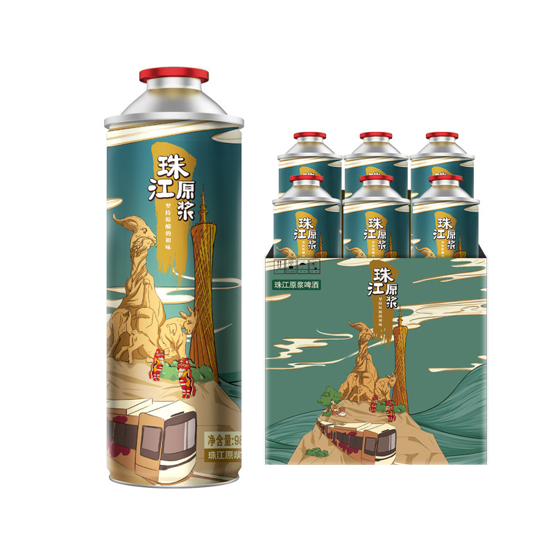 【试饮】珠江原浆啤酒980mL*6罐官方旗舰店图片