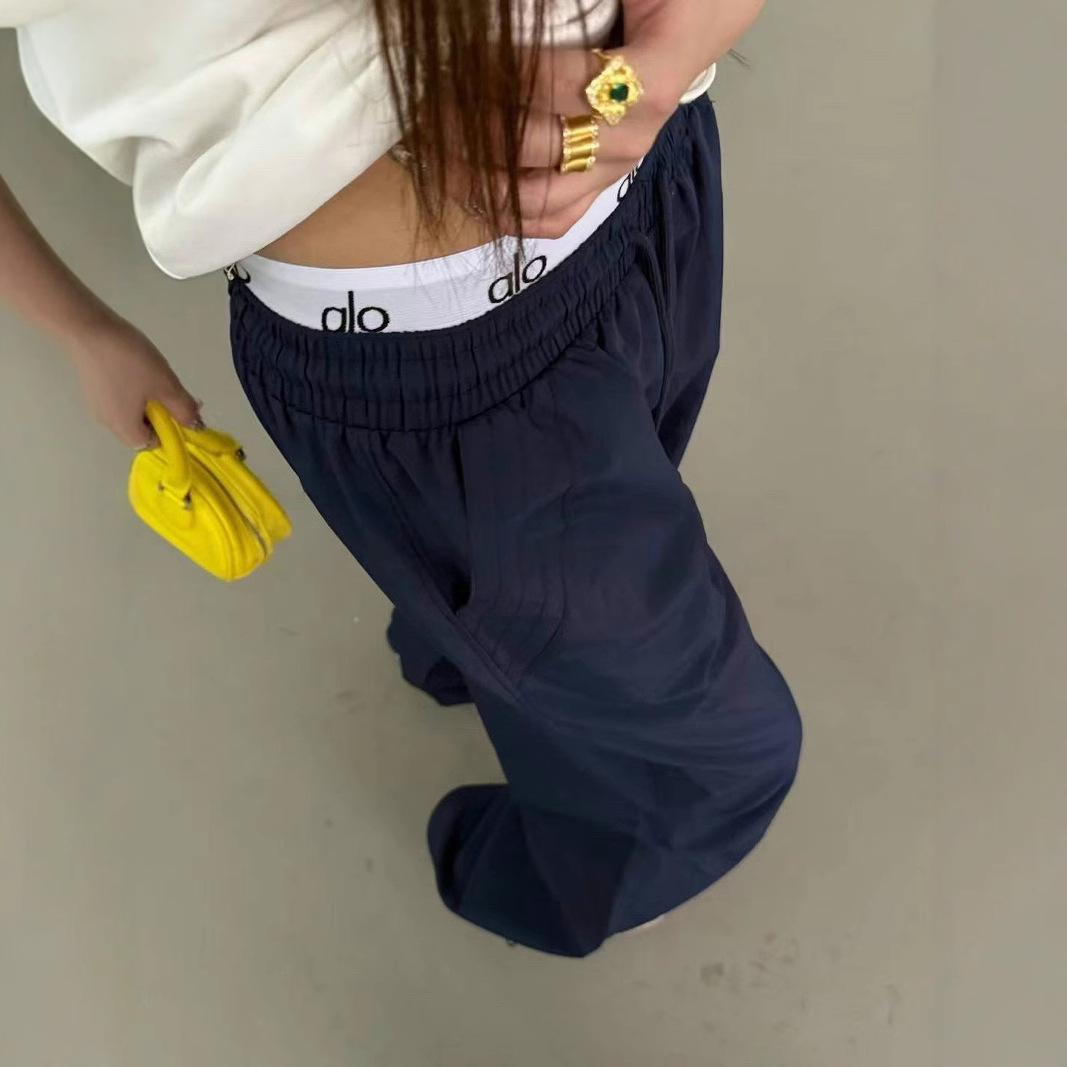 Aloyoga美式直筒伞兵工装裤女2025春夏季新款宽松速干运动休闲裤