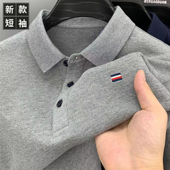 夏季POLO衫男士短袖T恤翻领带领高端纯棉外贸修身休闲保罗上衣潮