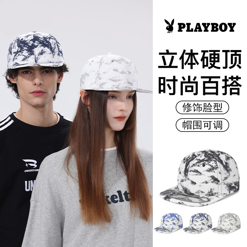 花花公子嘻哈棒球帽男女街头潮流泼墨涂鸦休闲平沿帽时尚鸭舌帽