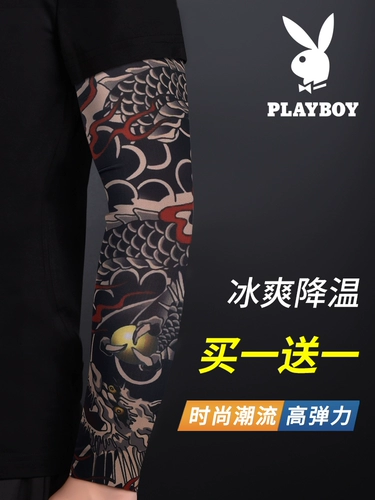 Playboy, татуировка, мужские шелковые летние нарукавники для велоспорта, защита от солнца