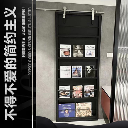 简约谷仓门书架门手推式铁艺烤漆吊轨移动门 个性铁门铁艺门