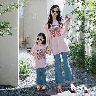 奶油感油画背心套装 网红母女装 女童撞色韩系套 夏季 一起玩亲子装