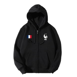 法国队足球国家球迷服姆巴佩球衣拉链开衫卫衣男女连帽外套带帽子