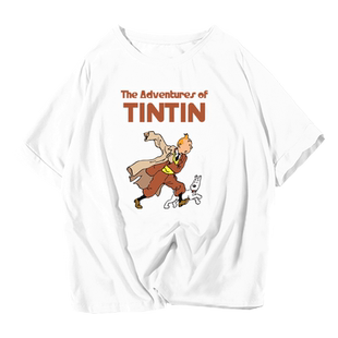 作者纪念丁丁历险记tintin丁丁的冒险短袖t恤衫男女纯棉半袖衣服