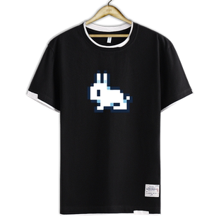 Terraria游戏泰拉瑞亚周边像素风拼接短袖t恤衫男女假两件半截袖