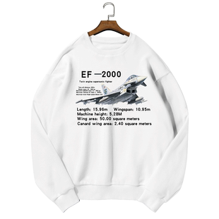 歼10F2000台风猛禽战斗机数值创意圆领卫衣薄款男女长袖加绒衣服
