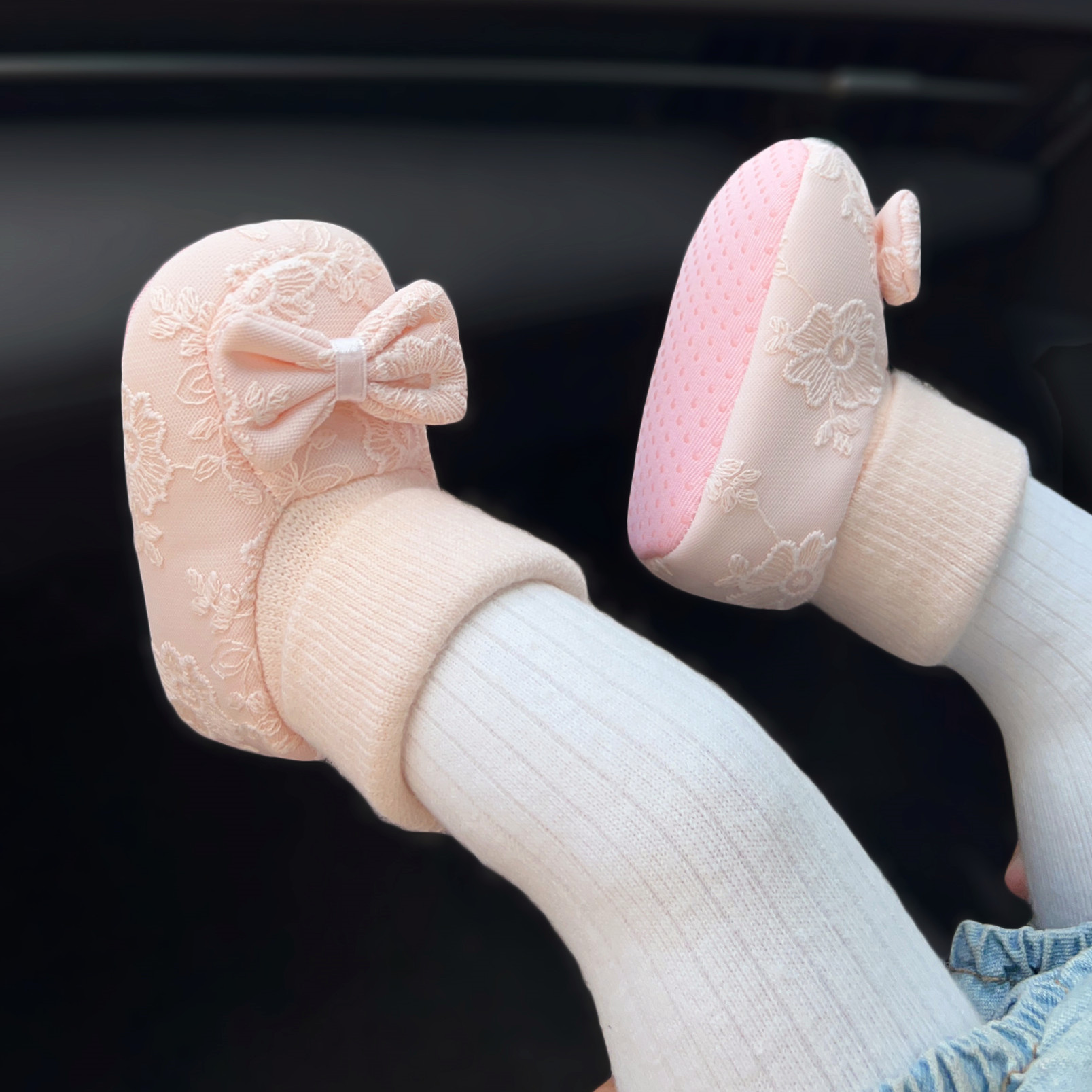 春款婴儿女宝宝软底步前鞋袜胶套