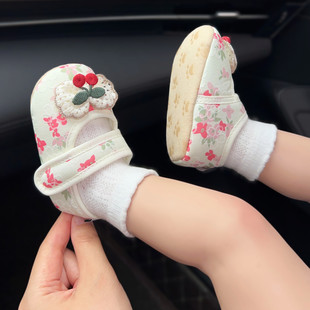 不掉鞋 1岁学步新生儿百天布鞋 3月夏天 春夏婴儿宝宝蝴蝶结公主鞋