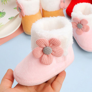 加厚棉鞋 冬款 公主鞋 子软底保暖0 12个月女宝宝学步鞋 婴儿鞋 步前鞋