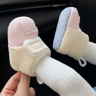 婴儿鞋秋冬款加绒加厚男女宝宝鞋0-1岁保暖不掉跟软底学步袜鞋子2