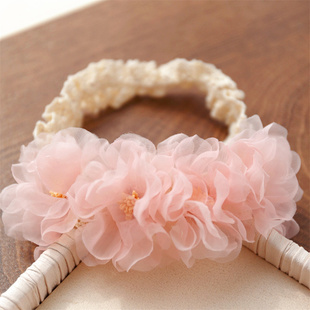 花仙子公主宝宝甜美花朵发饰婴儿护囟门发带百天满月弹力头带发箍