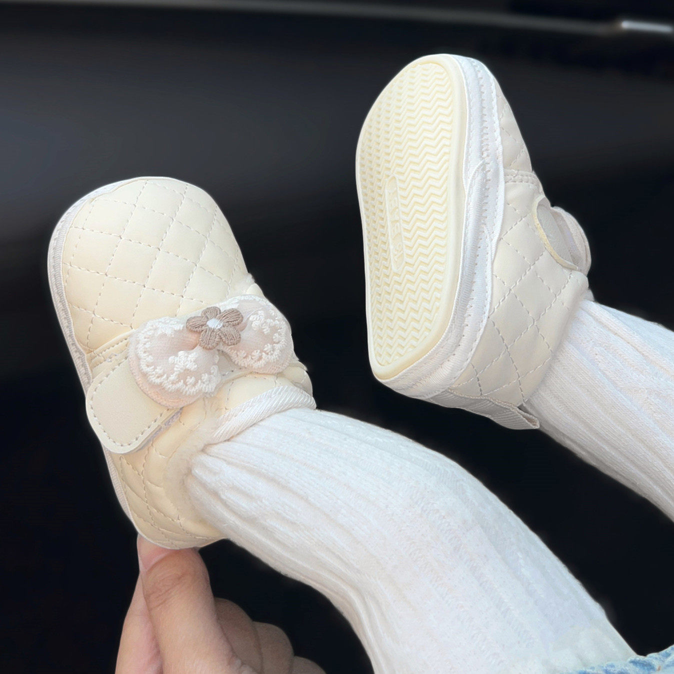 冬季加绒加厚宝宝棉鞋小香风学步