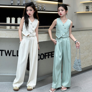 夏装 炸街小女孩洋气巨好看 套装 大童西装 儿童 2025新款 女童装