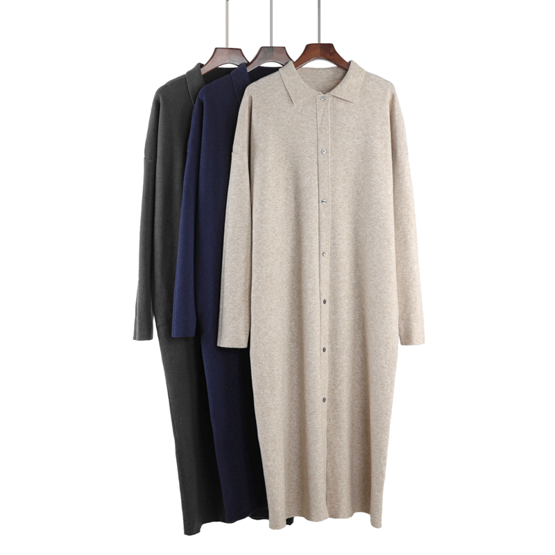 法式风翻领新款内搭针织连衣裙